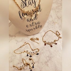 (3) pearl necklace & bracelet sets & earrings